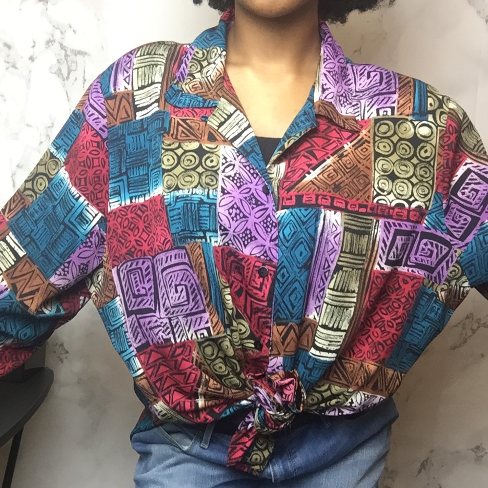 90s style vintage button up blouse